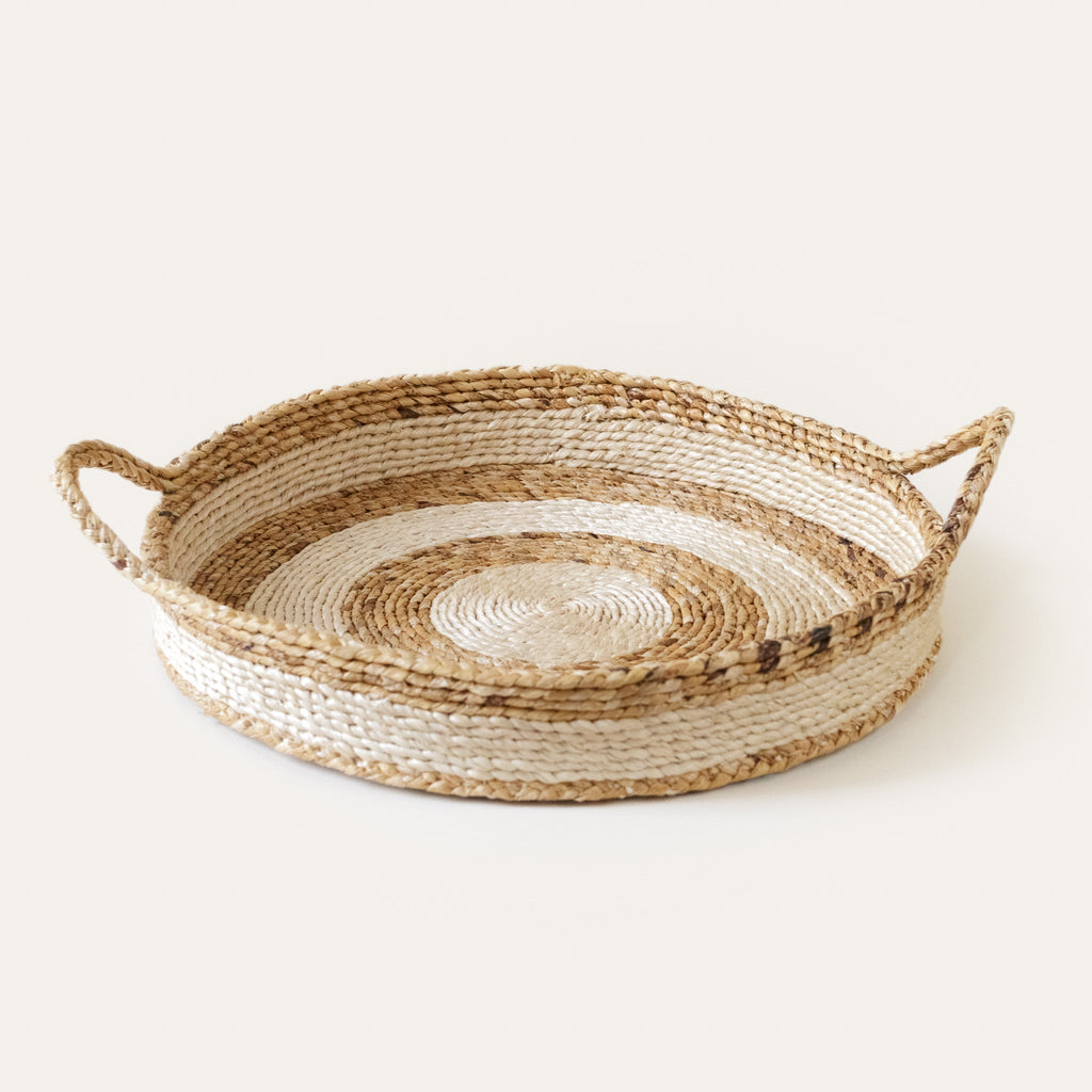 Banana Leaf & Sisal Double Handle Tray - Kila Siku