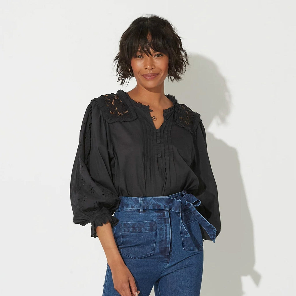 Black Claudia Blouse - Kila Siku