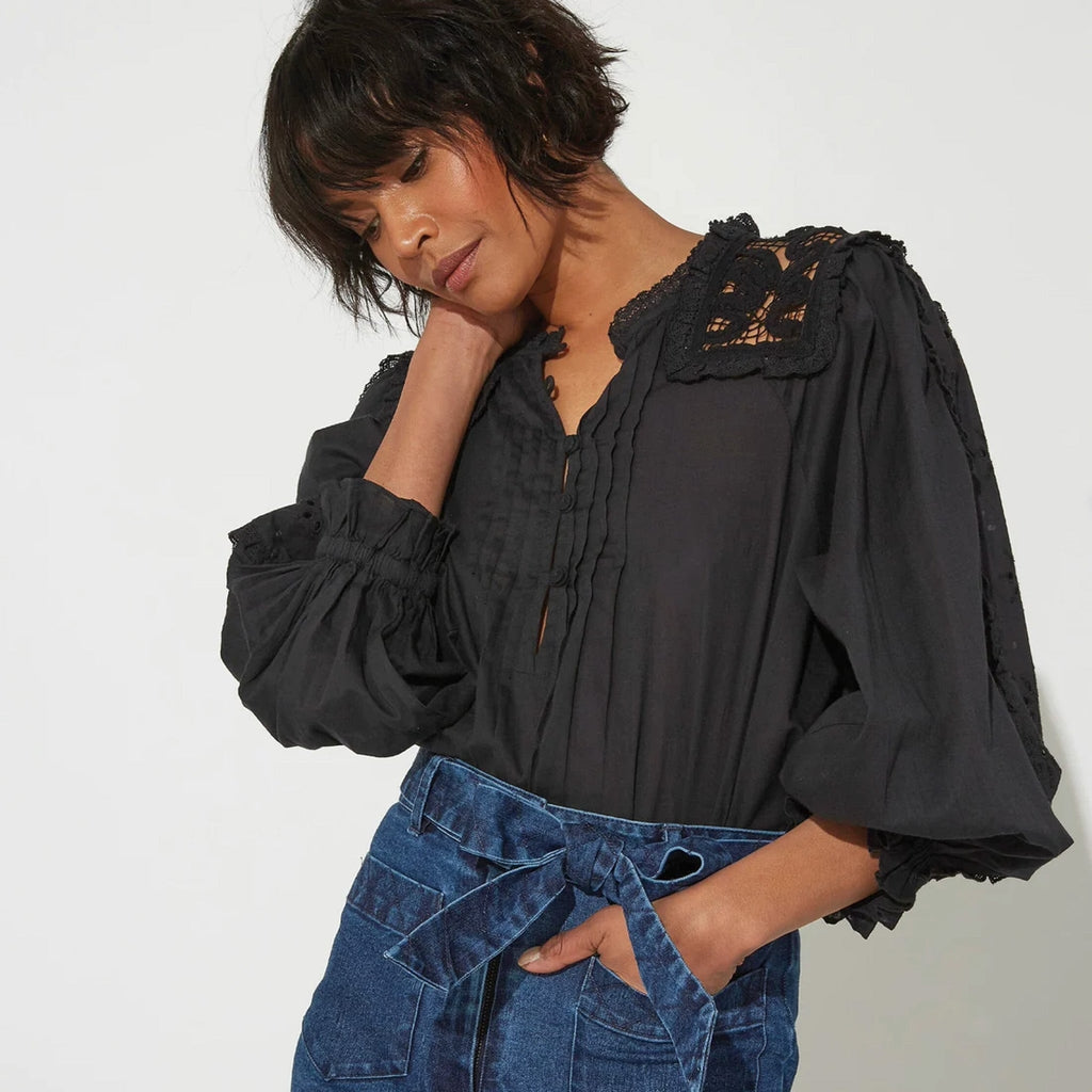 Black Claudia Blouse - Kila Siku
