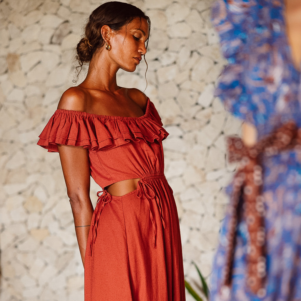 Daria Brick Midi Dress - Kila Siku