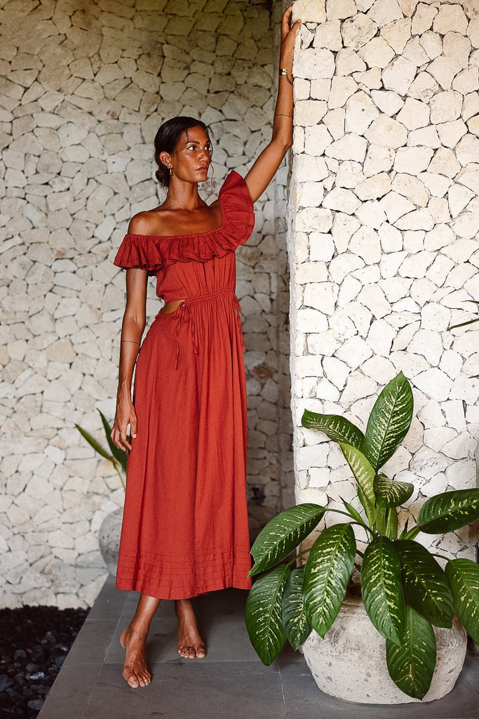 Daria Brick Midi Dress - Kila Siku